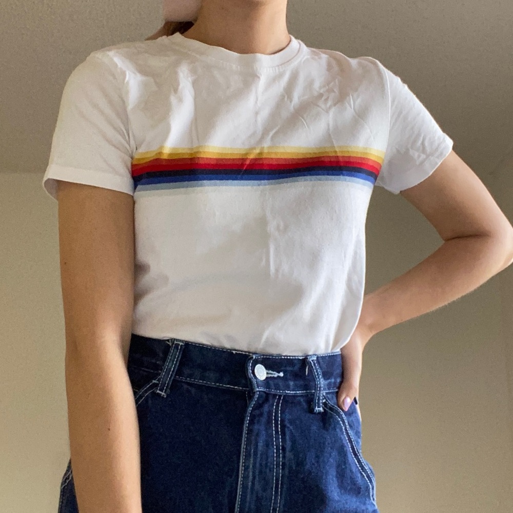 Brandy Melville Rainbow Striped Tee